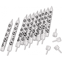 Geburtstagskerzen Fußball, weiß / schwarz + Halter