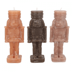 Candle Frosty Nutcracker woods brown 7 x 20 cm 3 assorted
