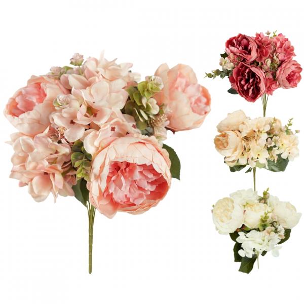 Künstliche Blumen Bouquet Pfingstrose 51 cm 4 sortiert