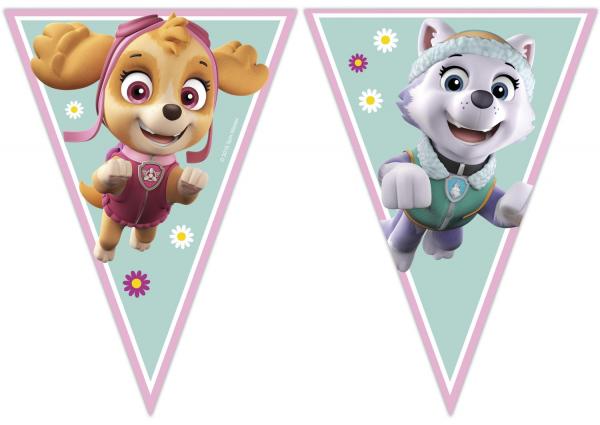 Paw Patrol - Skye & Everest - 1 Flaggenbanner (3-eckig) (9 Flaggen)