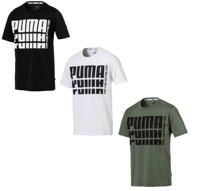 Puma Rebel Bold Basic Tee T-Shirt Freizeitshirt Freizeit Shirt Sommer Schwarz Weiß Grün NEU