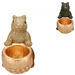 Bowl Jingle squirrel sitting green/gold 17 cm 2 assorted