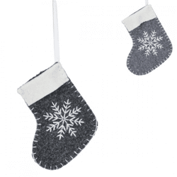 Weihnachtsanhänger Socke grau 10 cm 2 Stück sortiert