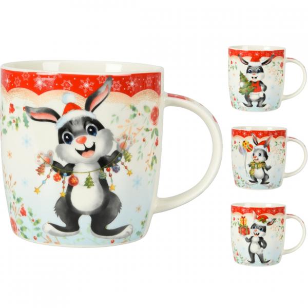 Mug Christmas rabbit 370 ml 4 assorted