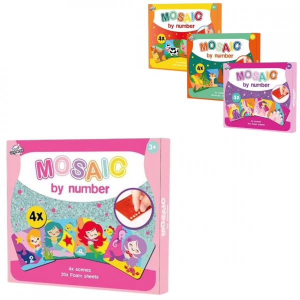 Craft Universe Mosaik auf Zahlenschaum 22 cm 4 Stück sortiert