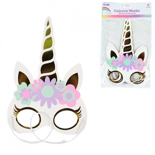 Flomo Einhorn Masken 23 cm 3er Set
