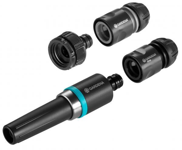 Gardena EcoLine Grundausstattung: Spritz-Satz aus Reinigungsspritze, Hahnverbinder, Adapter, Schlauchverbinder und Wasserstop, zur Bewässeru