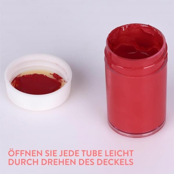 int!rend Acrylfarben Set mit Pinseln - 14 x 18ml Acryl Farben - Wasserfeste Acrylfarbe für Leinwand Holz Ton amp; Steine