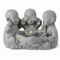 J-Line Springbrunnen Monk grau EU-Stecker 40 cm