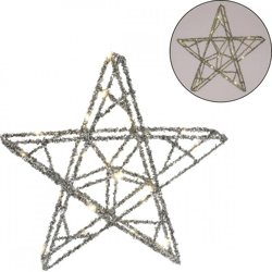 Christmas star LED on battery silver 40 cm