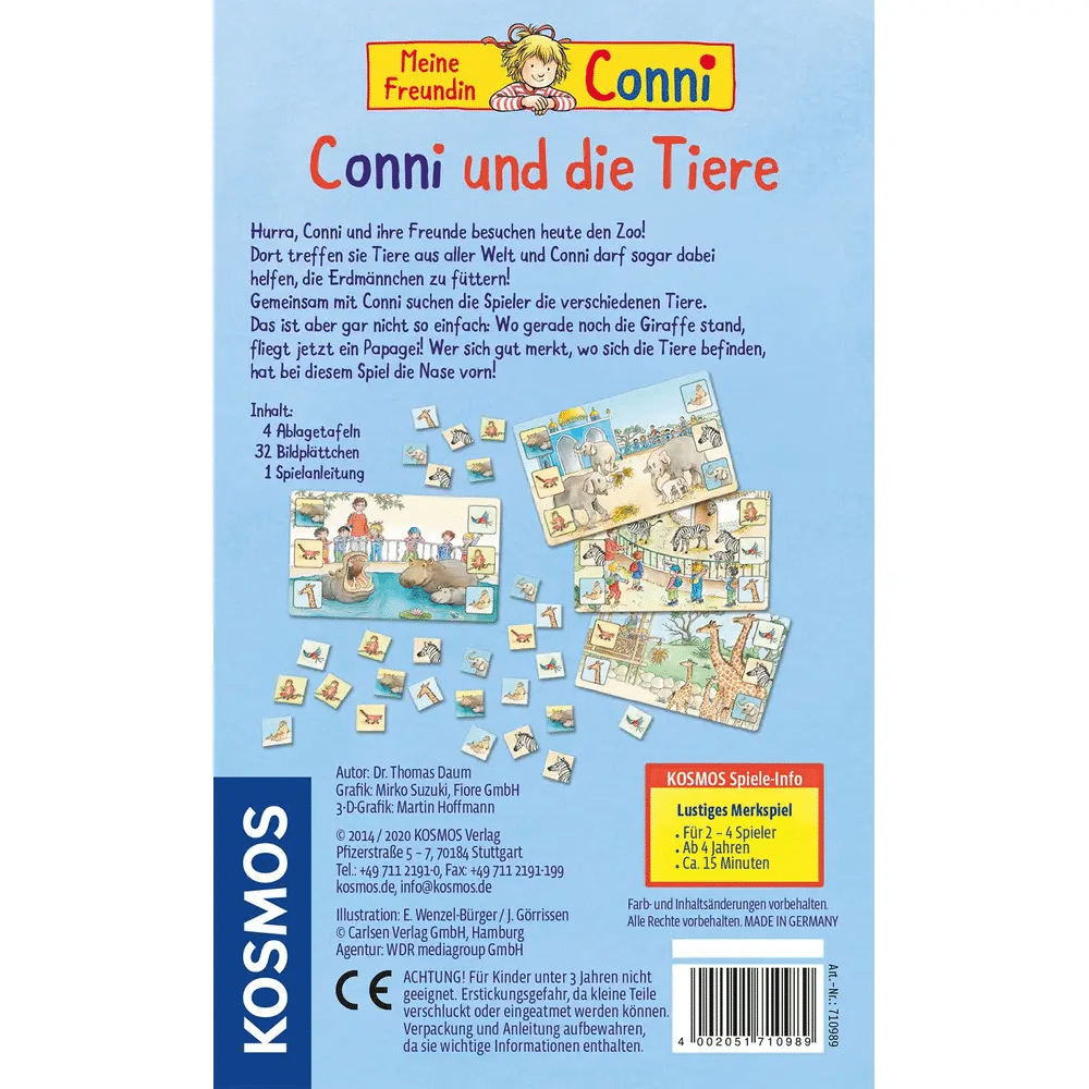 Kosmos 710989 - Conni und die Tiere, Mitbringspiel - Lustiges Merk-Spiel