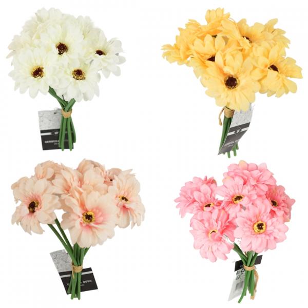 Künstliche Blumen Gerbera 7 Blumen 23 cm 4 sortiert