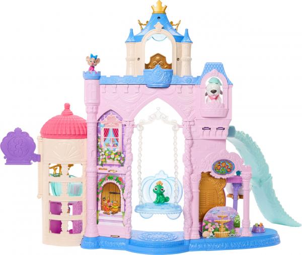 Mattel Disney Princess Haustierpalast Spielset mit 7 Spielbereichen, 3 Tierfreunden, Möbel und 17 Zubehörteilen, ca. 61 cm hoher Haustierpal
