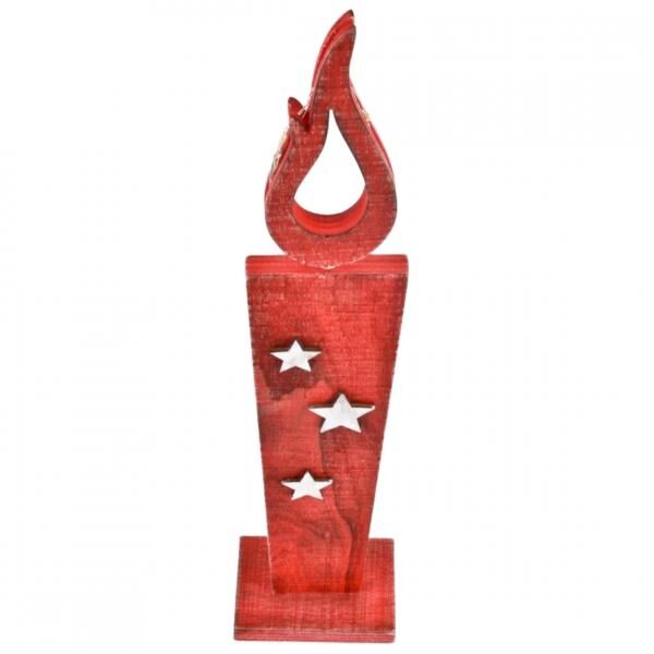 Statue Kerze LED auf Batterie Holz rot 36 cm