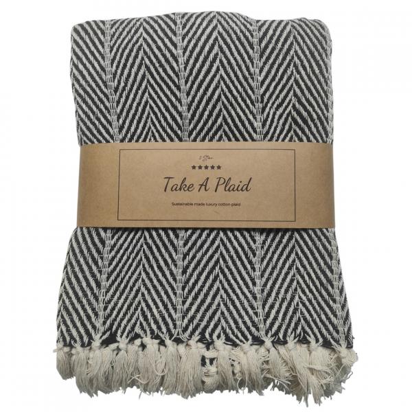 Take a Plaid 32 recycelte Baumwolle schwarz 130 x 180 cm