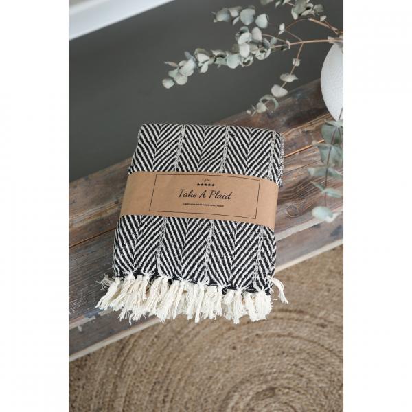 Take a Plaid 32 recycelte Baumwolle schwarz 130 x 180 cm