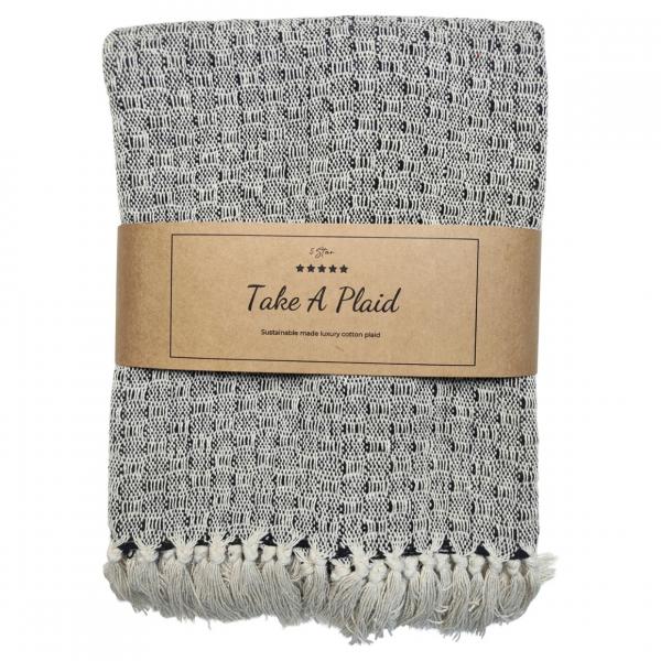 Take a Plaid 38 recycelte Baumwolle schwarz 130 x 180 cm