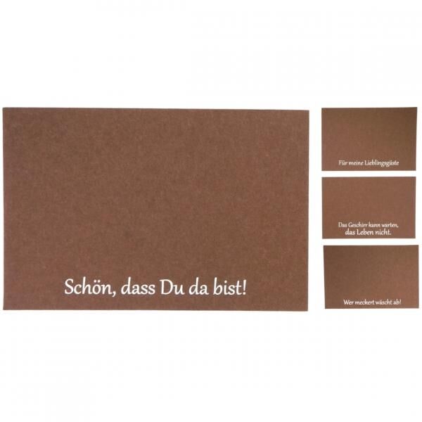 Tischset mit deutschem Spruch Filz braun 45 x 30 cm 4 Stück sortiert