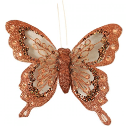 Butterfly on clip copper colored 16 cm