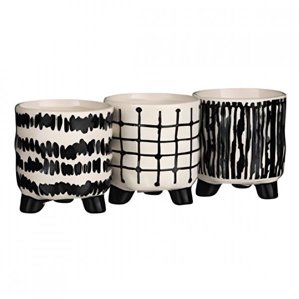 Blumentopf schwarz/weiß 7,5 cm 3 sortiert VE12