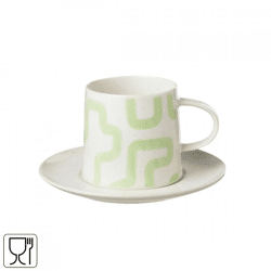 J-Line Tasse und Untertasse Porzellan grün 15,5 cm