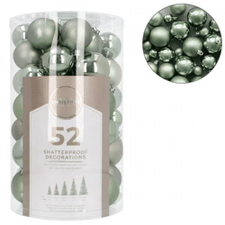 Kerstballen shatterproof groen/grijs 52 stuks