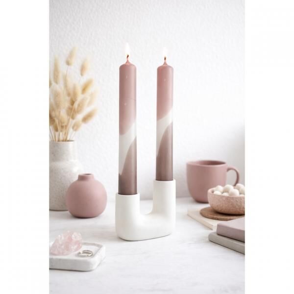 Kerze Dip-Dye taupe 17 cm Satz von 4