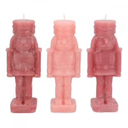 Kerze Frosty Nussknacker Bonbons rosa 7 x 20 cm 3 sortiert