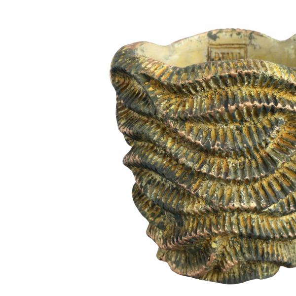 PTMD flower pot Waves brown round M 17 cm