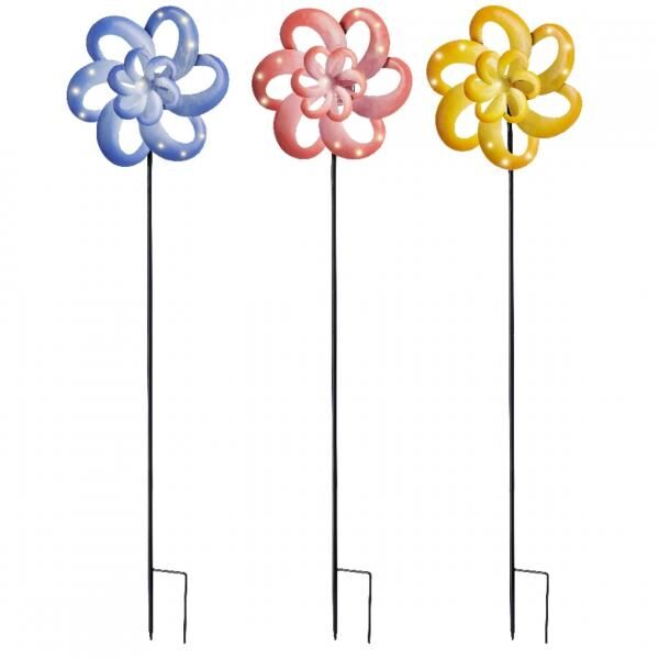 (R) Lumineo Garten Stick Solar LED 130 cm 3 assorti