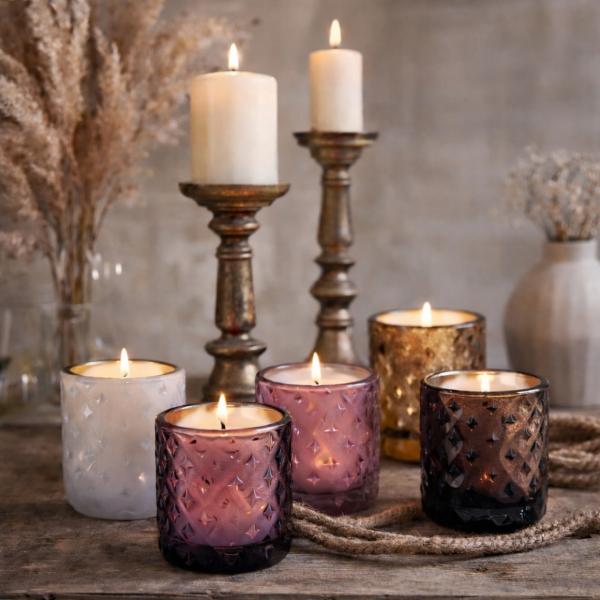 (R) Spaas Kerze in Glas rosa 7,5 cm