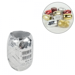 Decorative ribbon metallic gold/silver/red 10 and 20 meters assorted