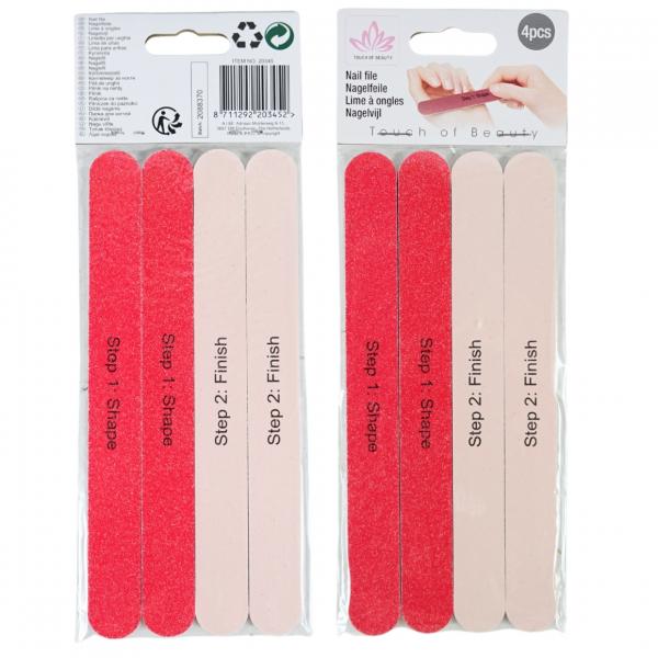 Touch of beauty Nagelfeilen 18 cm Satz von 4