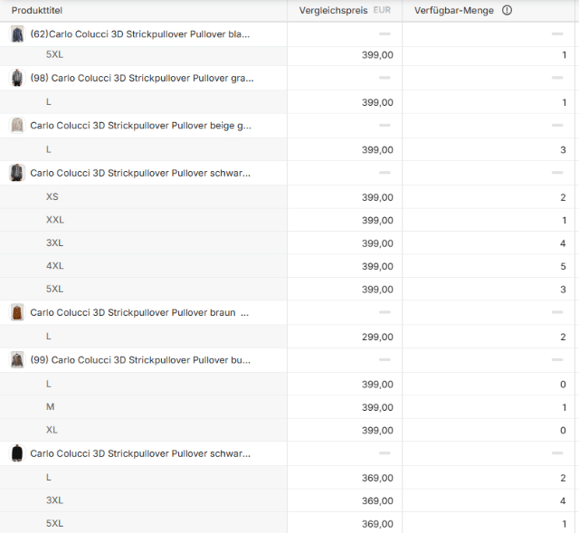 Carlo Colucci 3d Strick 111 Stück 30 verschiedene Modelle