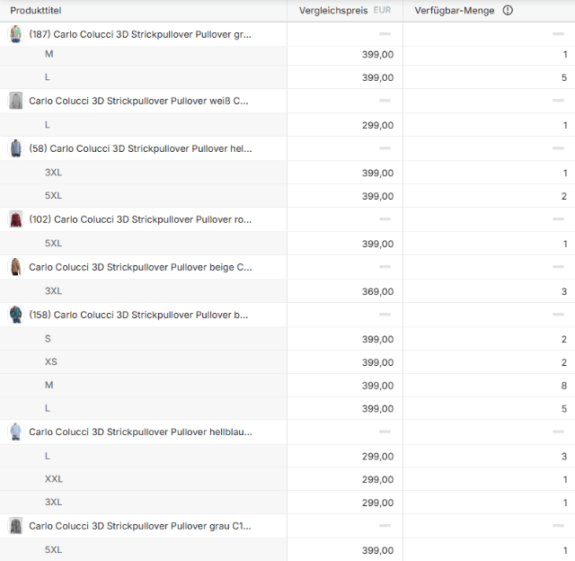 Carlo Colucci 3d Strick 111 Stück 30 verschiedene Modelle