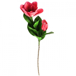 Countryfield Künstliche Blume Magnolie 2 Blumen dunkelrosa 100 cm