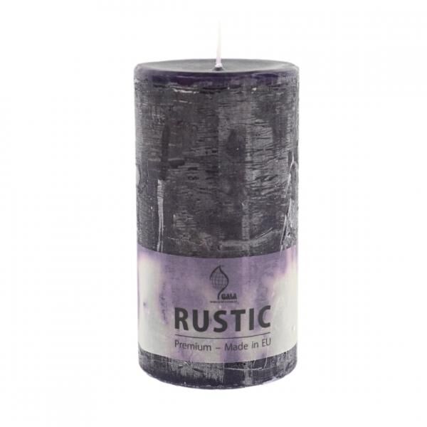 Gala Stumpenkerze rustikal dunkel lila 8 x 15 cm