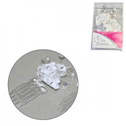 Haarspange Kunstblume weiß 9 cm 2er Set