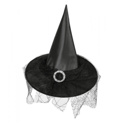 Witch hat with net tulle - 58 cm