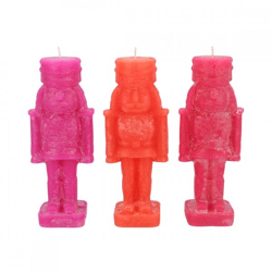 Kerze Frosty Nussknacker fuchsia mix 4 x 12 cm 3 sortiert