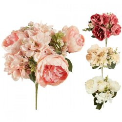 Künstliche Blumen Bouquet Pfingstrose 51 cm 4 sortiert