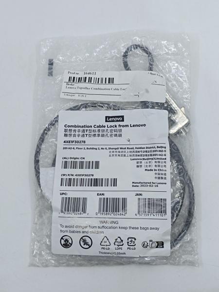 Lenovo Kombination Kabelschloss 4XE1F30278 Zahlencode Notebook Security