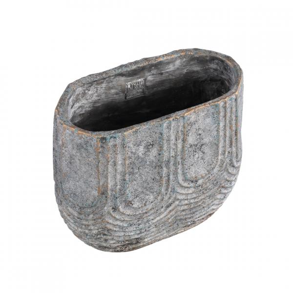 PTMD Blumentopf Rexin oval grau M 30 cm