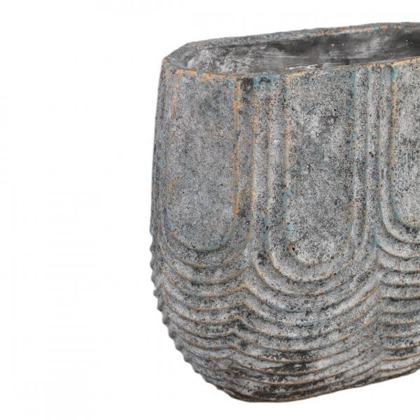 PTMD Blumentopf Rexin oval grau M 30 cm