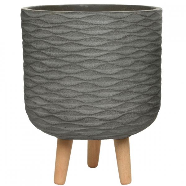 (R) Decoris Blumentopf auf Sockel Outdoor grau 38 cm 2er Set