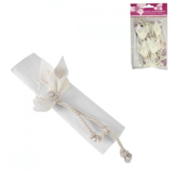 Napkin ring rope with flower decoration ivory 4 pcs.