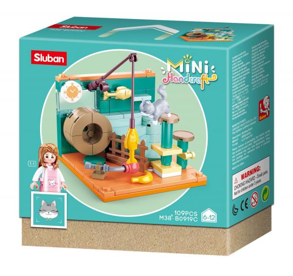 Sluban M38-B0919C - Girl's Dream Mini Handcraft - Katzenzimmer graue Katze