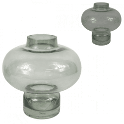 Vase glass grey 20,5 cm 2 assorted