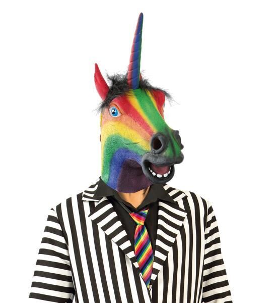 Vollmaske Einhorn bunt - Adult