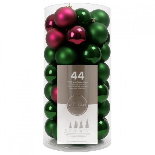 Weihnachtskugeln bruchsicher lila/grün 44 Stück